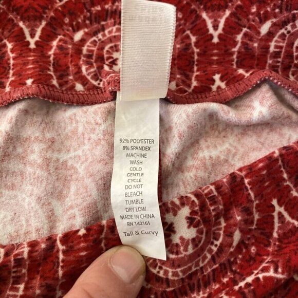 LuLaRoe Leggings Stretch Pant Womens Tall & CurvyDeer Red Geometric Design Comfy - Picture 9 of 11